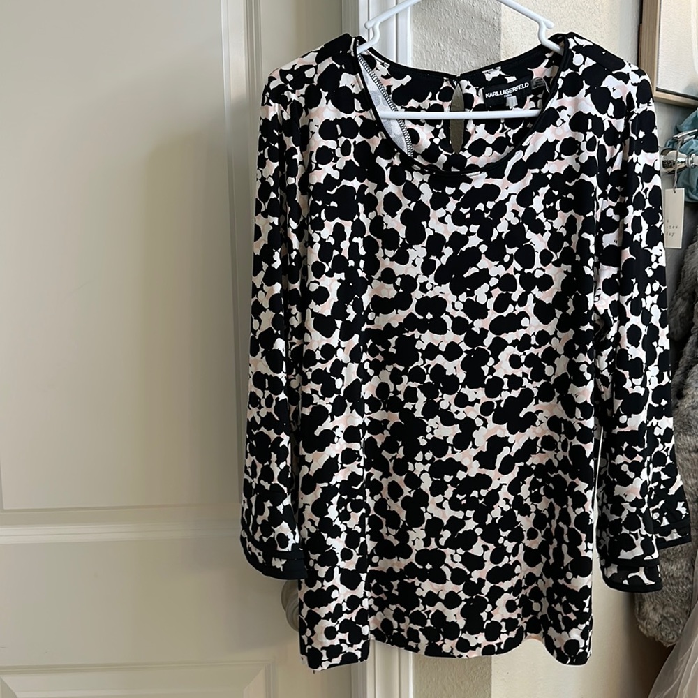 Karl Lagerfeld pink black and white blouse